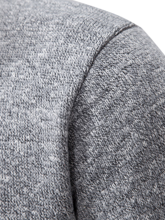 Men Knit Sweater Cardigan, Zipper Stand-Up Collar Sweater Jacket, Regular Fit