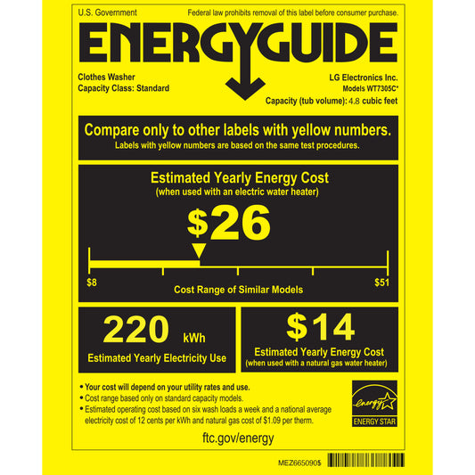 LG 4.8 cu. ft. Mega Capacity Top Load Washer and 7.3 cu. ft. ELECTRIC Dryer with image 0