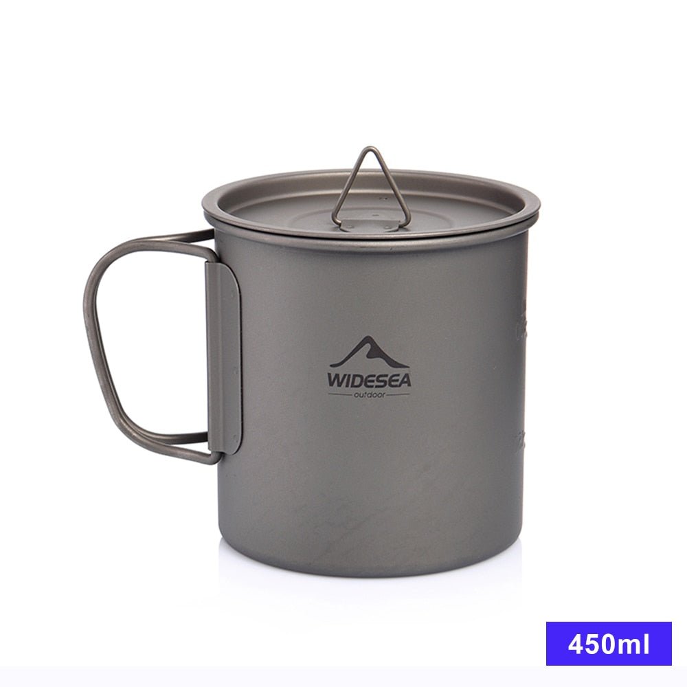 Widesea Camping Mug Titanium Cup Tourist Tableware Picnic Utensils Outdoor Kitc image 0
