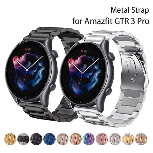 22MM Watch Band For Amazfit GTR 4 3 Pro Bracelet Stainless Steel Metal Strap Fo image 0