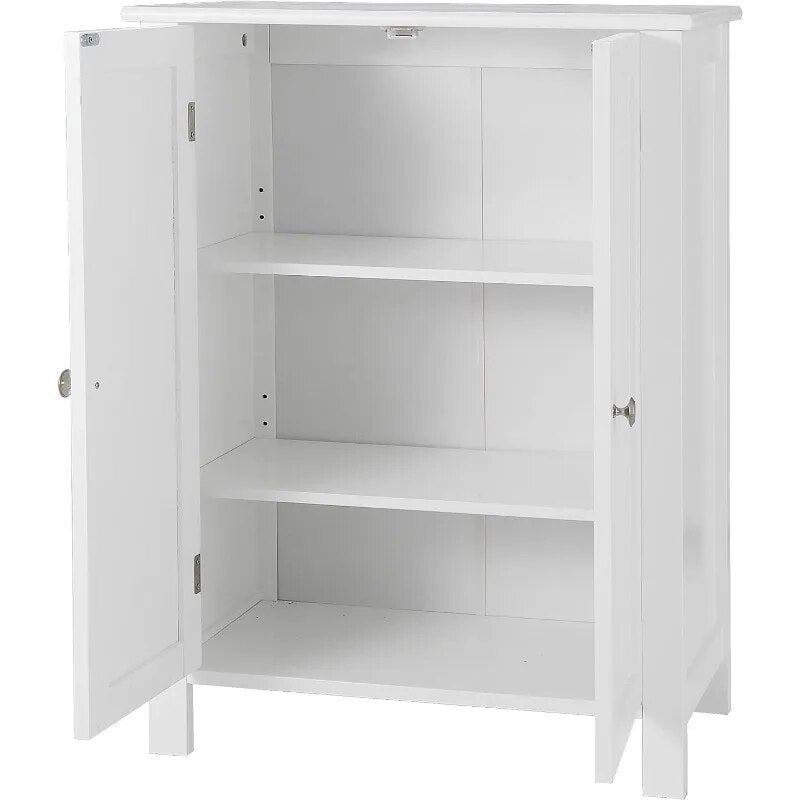 Bathroom Floor Storage Cabinet with Adjustable Shelf and Double Door Rust Proof image 4