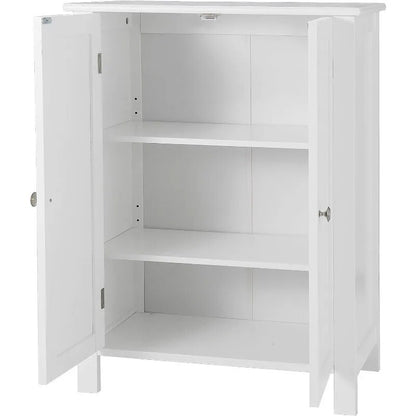 Bathroom Floor Storage Cabinet with Adjustable Shelf and Double Door Rust Proof image 4