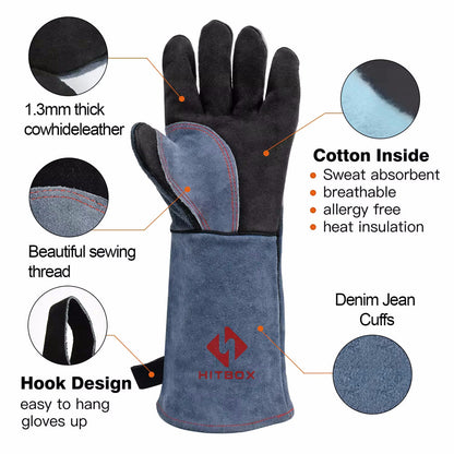 HITBOX 14/16" Welding Gloves For Tig Mig Welder Works Barbecue Kitchen Stove image 5