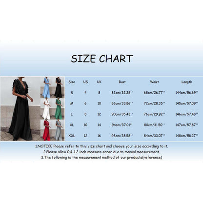 Sexy Deep V Neck Ruffle Sleeve Maxi Dresses for Women Elegant High Waist Cockta image 9