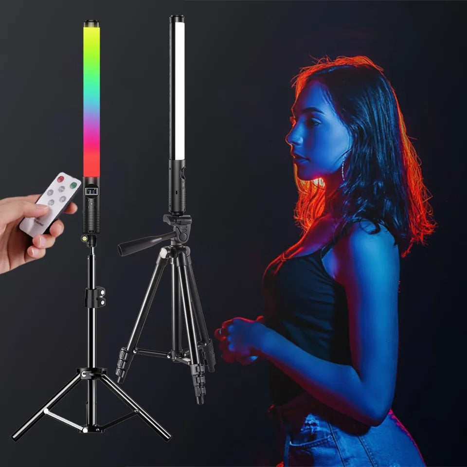 RGB Light Stick Wand With Tripod Stand Party Colorful LED Lamp Fill Light Handh image 1