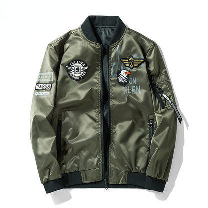 Winter Bomber Jacket Men Military Pilot Jacket Badge Fashion Double Side Wear M image 5