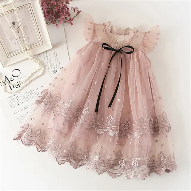 Autumn White Flower Baby Girls Princess Dress Weddings Birthday Party Tulle Ves image 3