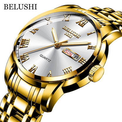 BELUSHI Men Watch Stainless Steel Top Quailty Luxury Push Button Hidden Clasp W image 2