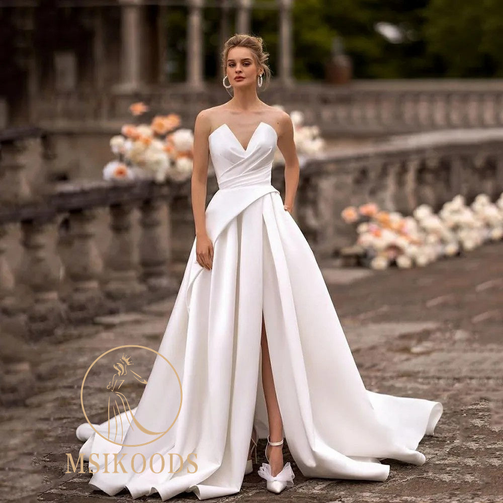 Msikoods  Wedding Party Dress 2024 Womenweethearts Satin Wedding Gown