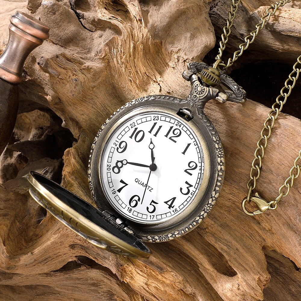 Antique Bronze Night Owl Necklace Quartz Pocket with Chain Necklace Vintage Qua image 3