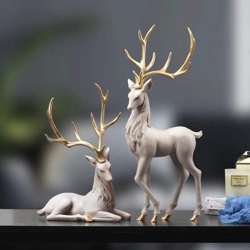 High End Deer Statue Reindeer Figurines Resin ELK Sculpture For Living Room Lux image 9