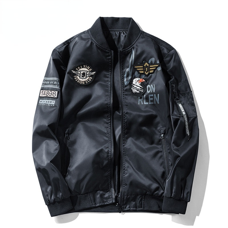 Winter Bomber Jacket Men Military Pilot Jacket Badge Fashion Double Side Wear M image 13