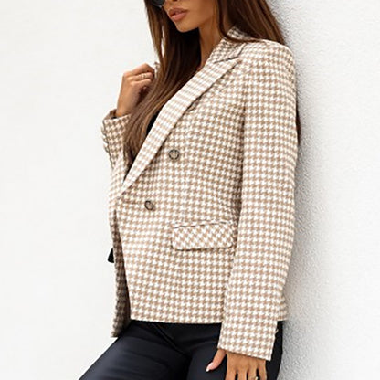Women 2022 Plaid Suit Jacket Small All-match Age Reduction Tops Female Relf-cul image 3