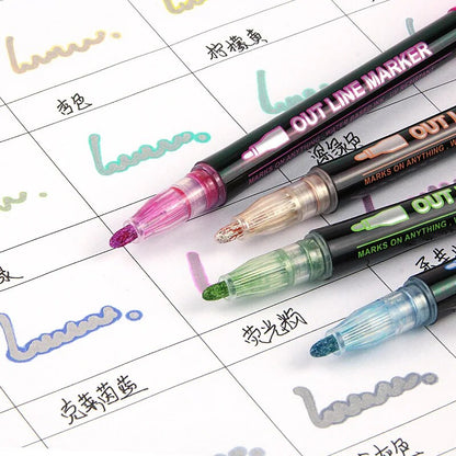 24 Color Double Line Outline Art Pen Marker Pen DIY Graffiti Outline Marker Pen image 6