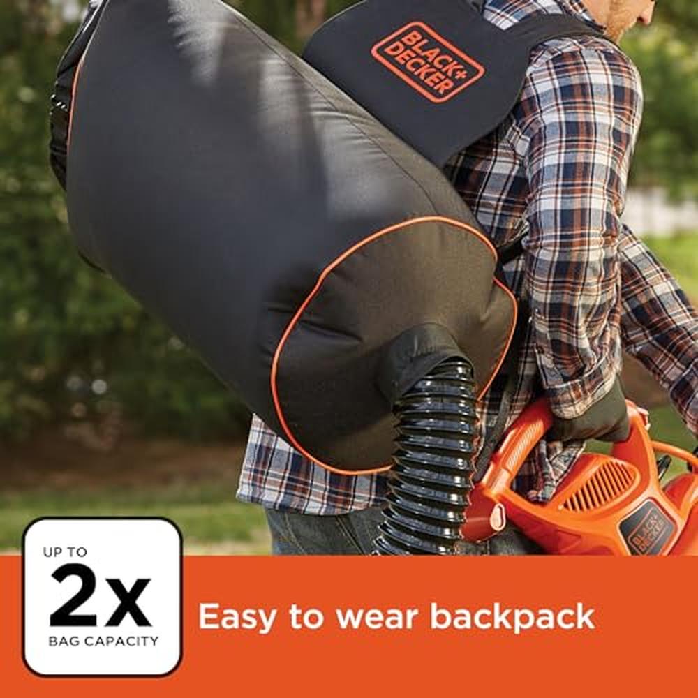 Leaf Blower Vacuum Mulcher 3in1 250 mph Airflow Electric Corded Backpack BEBL70 image 4