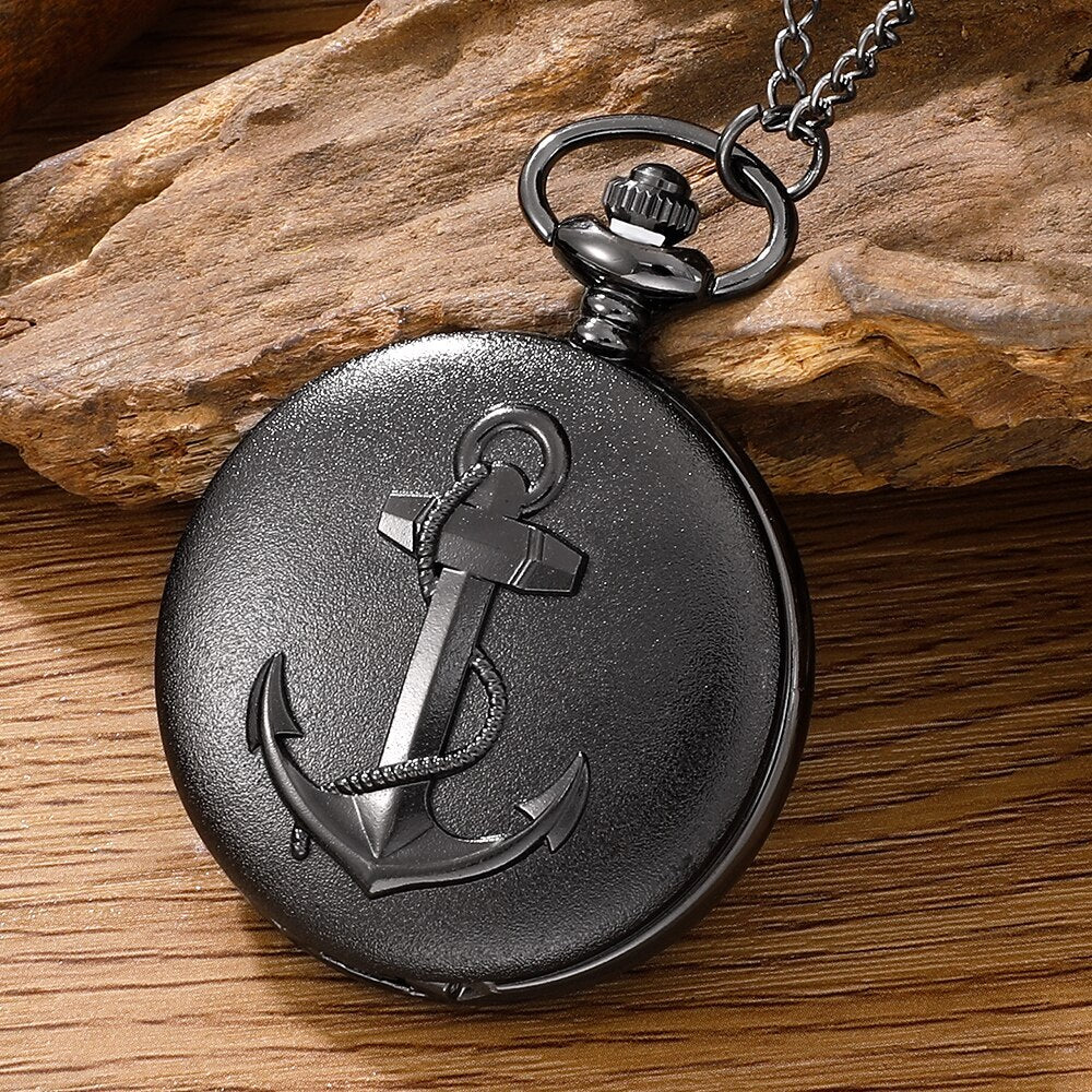 Vintage Pirate Anchor Quarzt Pocket Watch with Chain Necklace Vintage Quartz Pe image 6