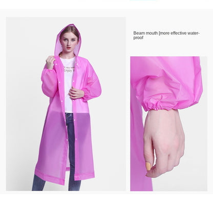 Women Waterproof Long Raincoat Waterproof Hooded EVA Rain Jacket Man Poncho Out image 1