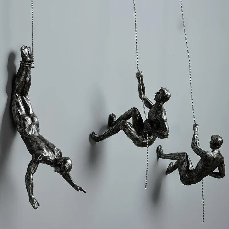 6pcs/set Industrial Style Climbing Man Resin Wall Hanging Decoration Sculpture image 3