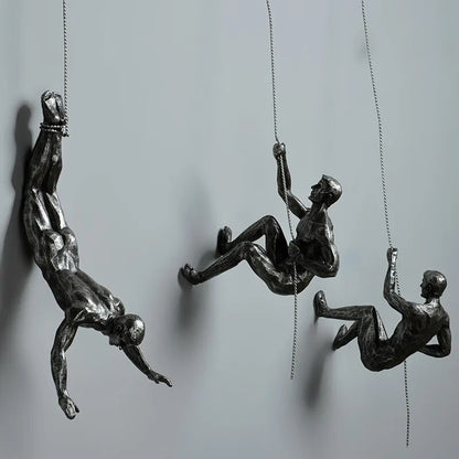 6pcs/set Industrial Style Climbing Man Resin Wall Hanging Decoration Sculpture image 3