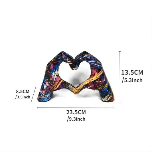 Colorful love gesture ornament, resin craft decoration for home living room des image 0