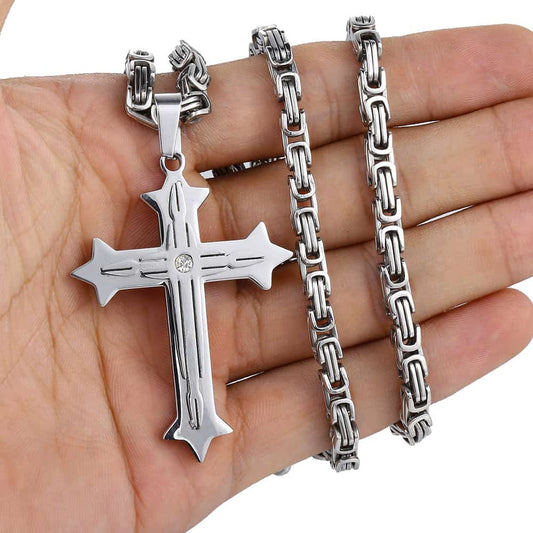 Cross Pendant Necklaces for Mentainless Steel G Color Black Silver color B
