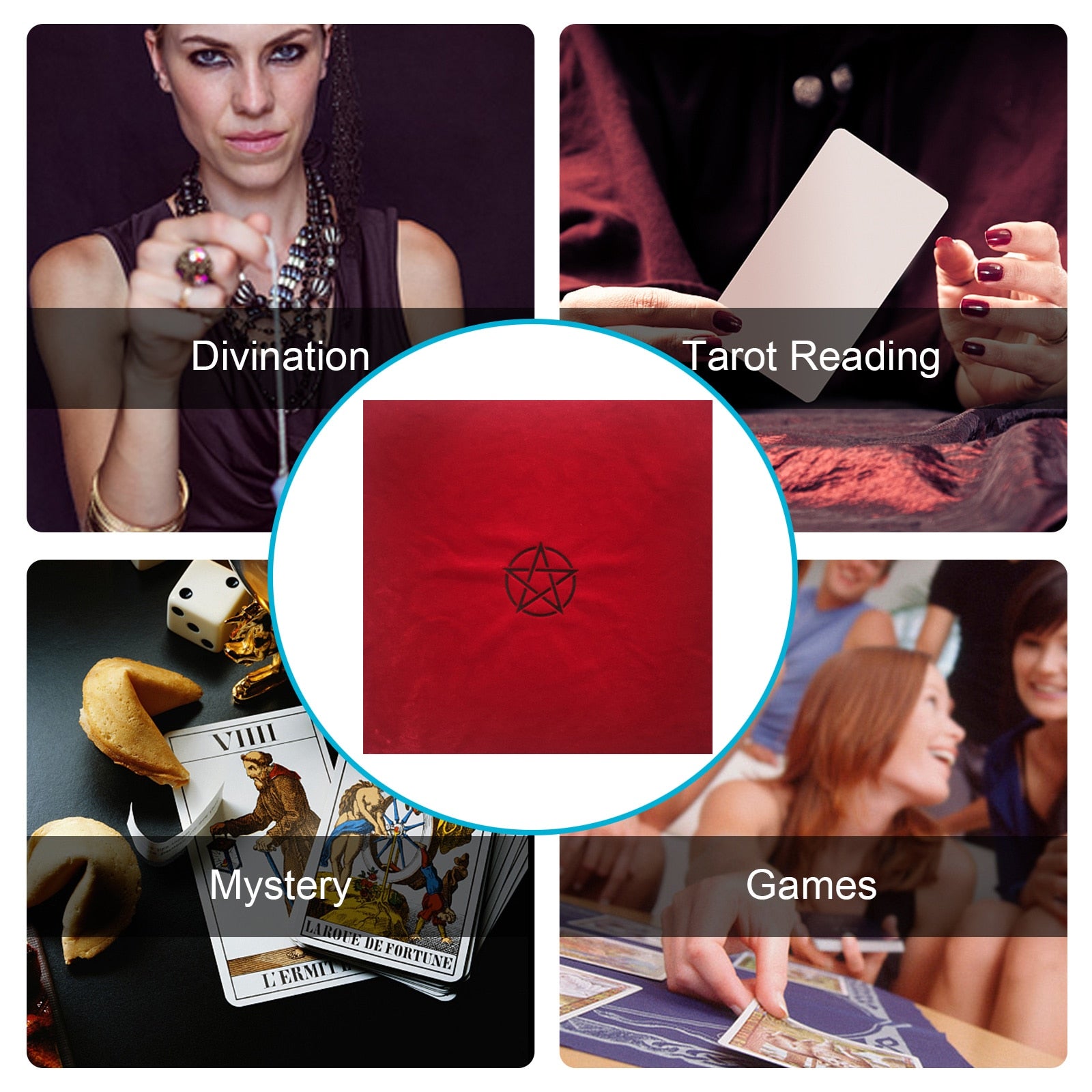 2pcs/set Pentagram Tarot Tablecloth with Bag Velvet Altar Tarot Cloth Pentacles image 14