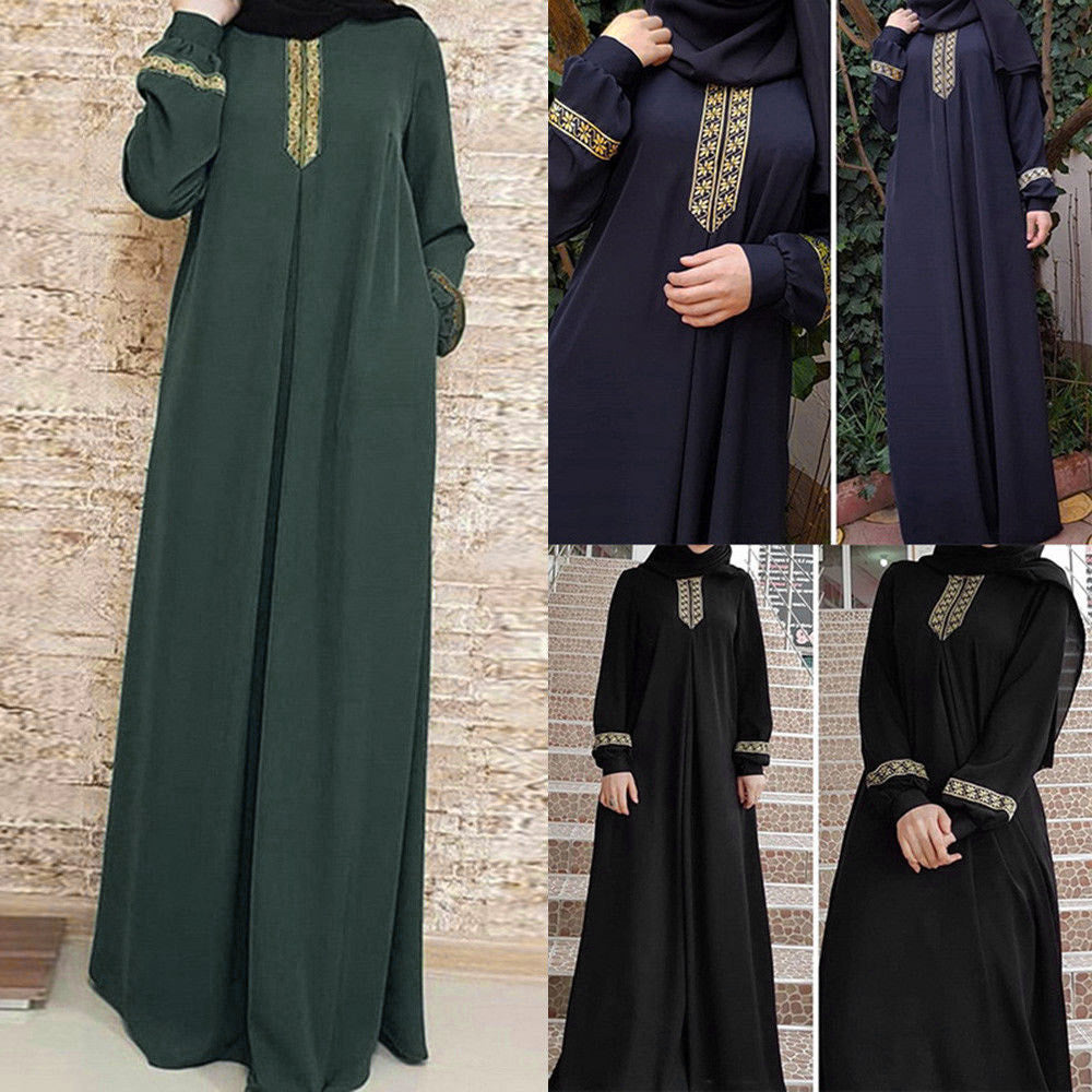 Long Muslim Dress Embroidery Kaftan Plus Size Casual Abaya Dress Muslim Clothes image 7