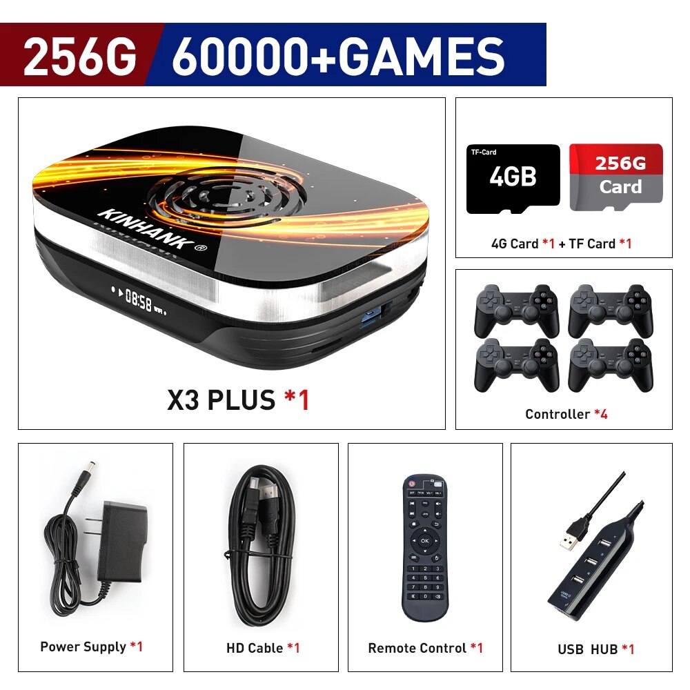 KinHank  Console X3 Plus Retro Video Game Consoles Built-in 60000 Classic image 7