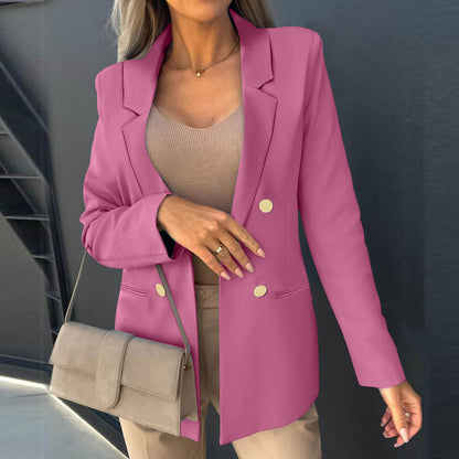 Women Outerwear Suit Loose Fit Buttons Up Lapel Workwear Blazer Office Lady Mul image 10