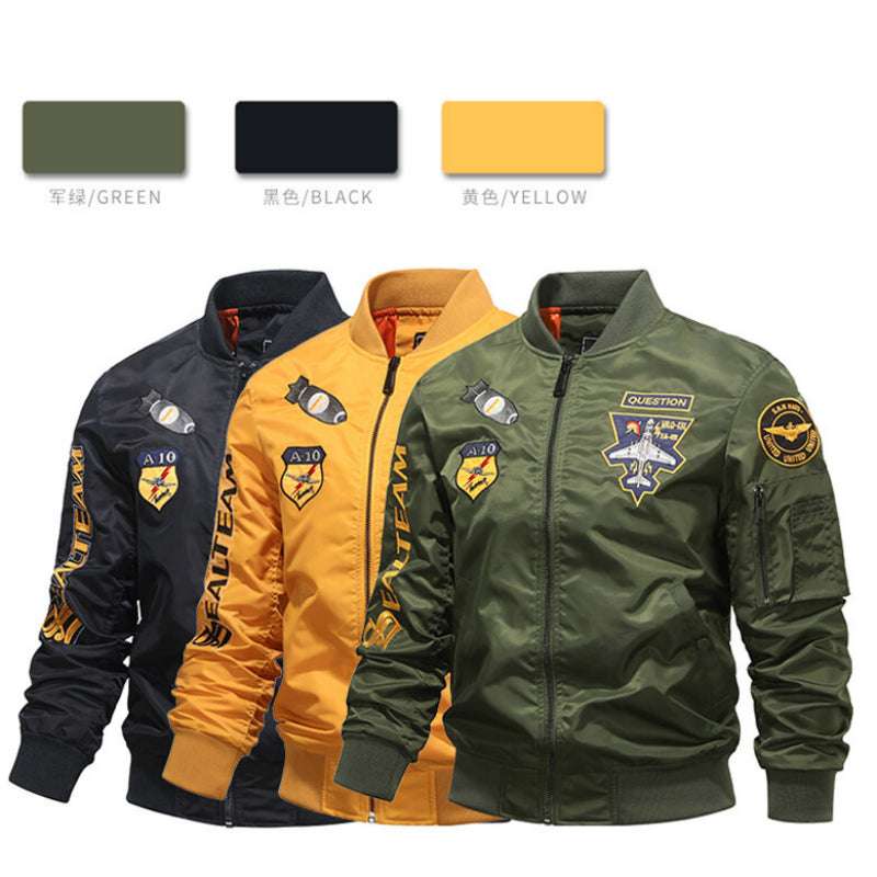 Men'S Spring And Autumn Thin Army Green Black Yellow Motorcycle Pilot Baseball