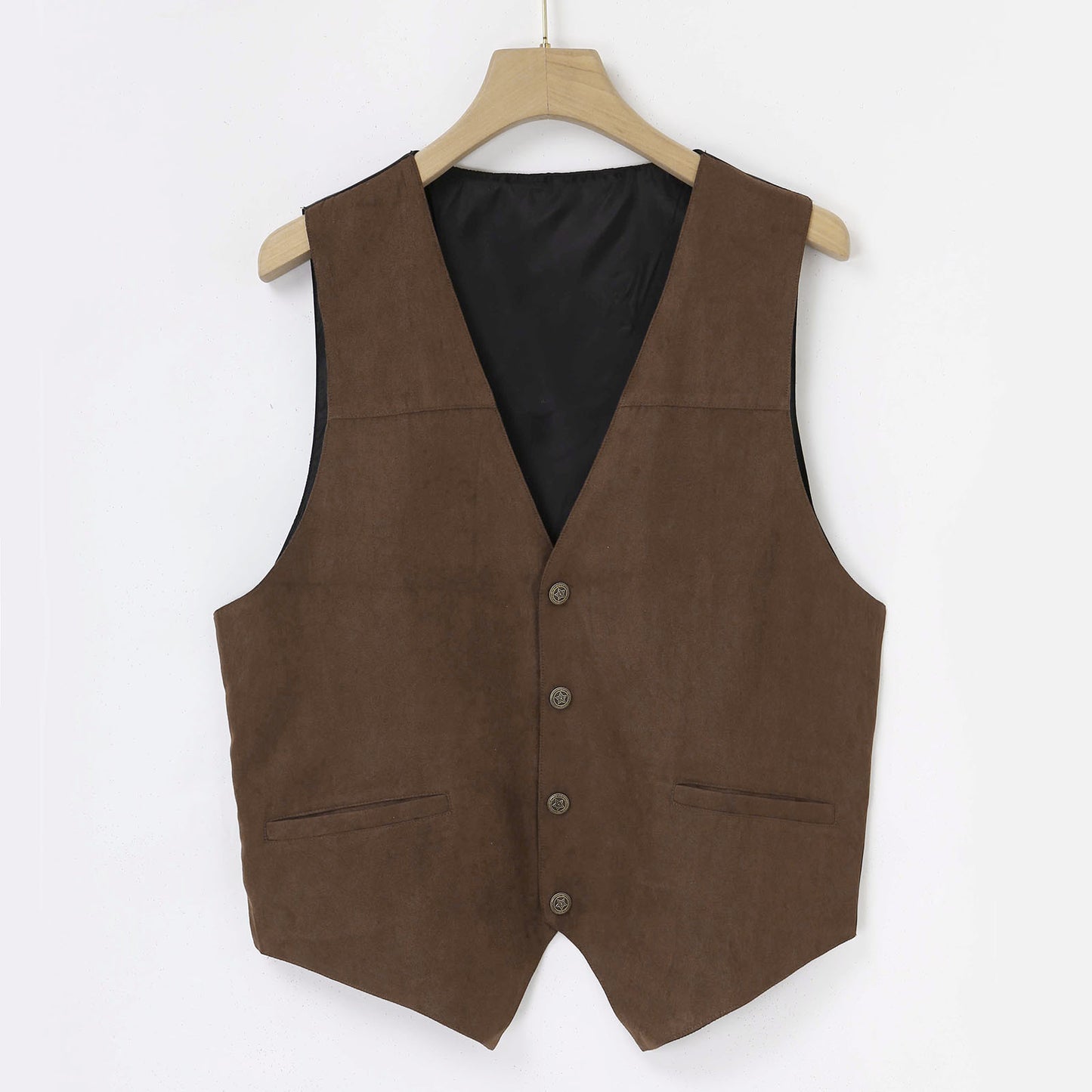 Men's GentleMen's Suede Leather Vest Brown Business Wedding Party Sleevelss Forma image 3