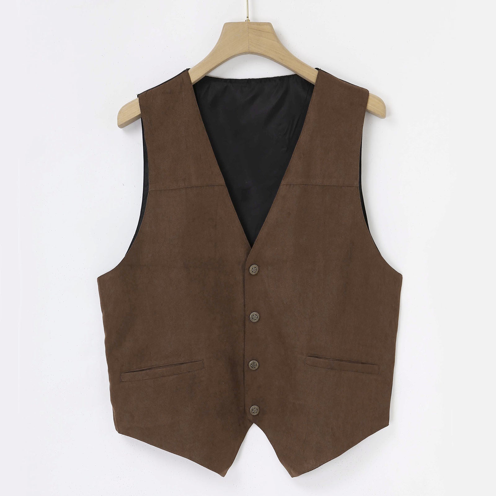 Men's GentleMen's Suede Leather Vest Brown Business Wedding Party Sleevelss Forma image 3