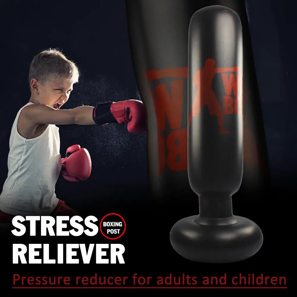 160cm Boxing Punching Bag Inflatable Free-Stand Tumbler Muay Thai Training Pres image 2