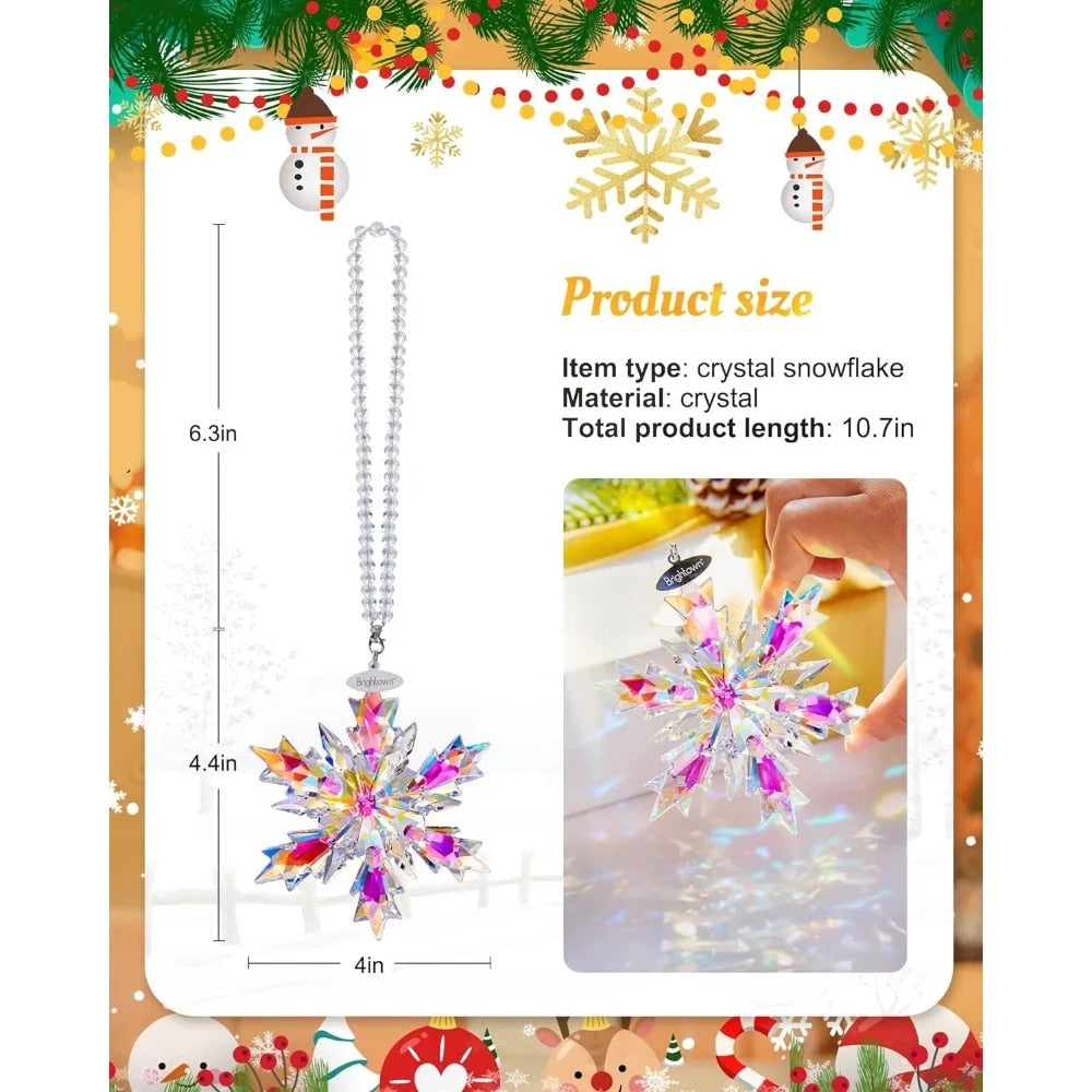 Snowflake Ornaments, 2 Packs 4" Snowflake Crystal Christmas Ornaments, Christma image 5