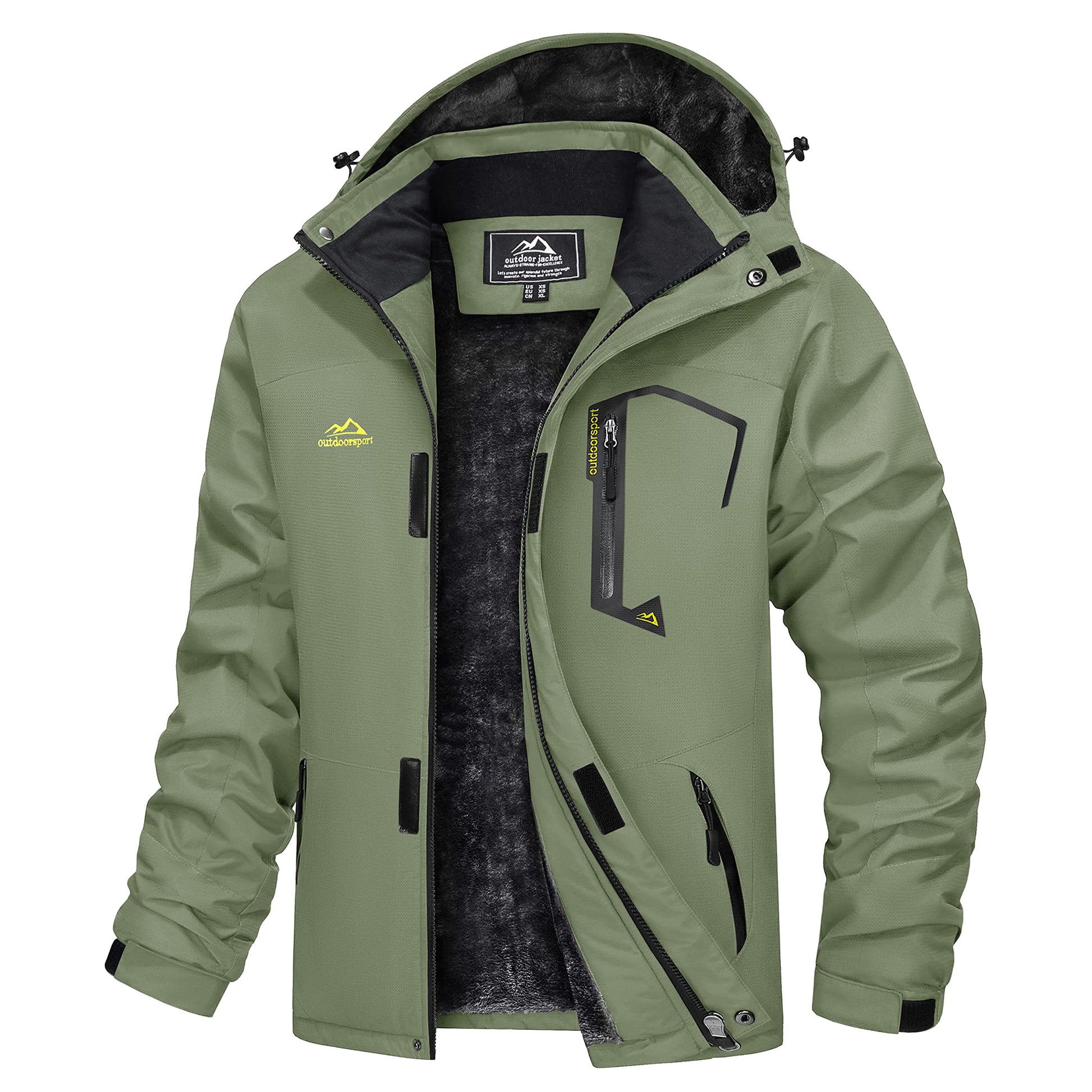 MAGCOMSEN Men's Hooded Fleece Ski Jacket Waterproof Thermal Thick Warm Parka Co image 6