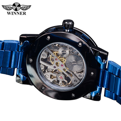 Winner Fashion Watches Classic Rhinestone Clock Roman Analog Male Skeleton Cloc image 6