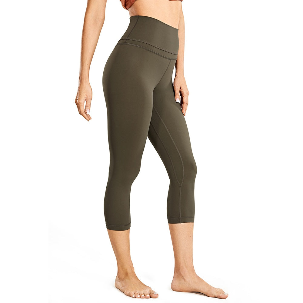 SYROKAN Women High Waist Crop Capri Leggings Workout Pants Naked Feeling -19 I