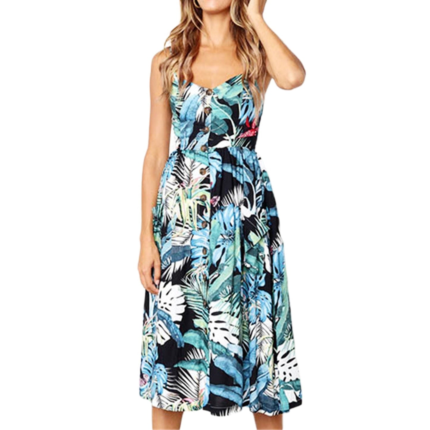 Womenpaghetti Strap Dress Backless Printed Elegant Maxi Dress V Neck Loose Fi