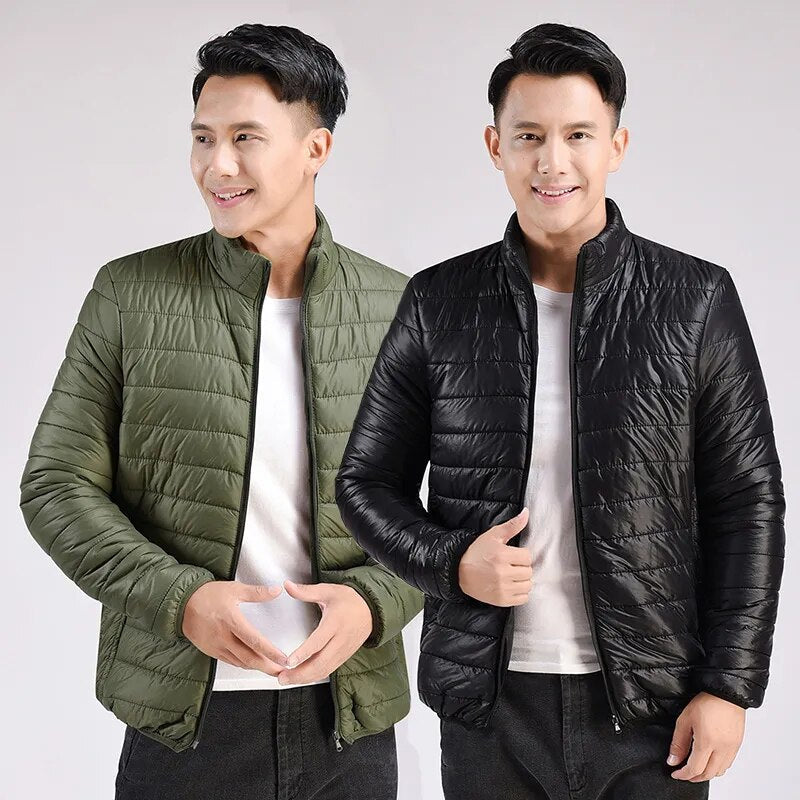 Winter New Men's Lightweight Cotton Coat Men's Coat Standing Collar Cotton Coat