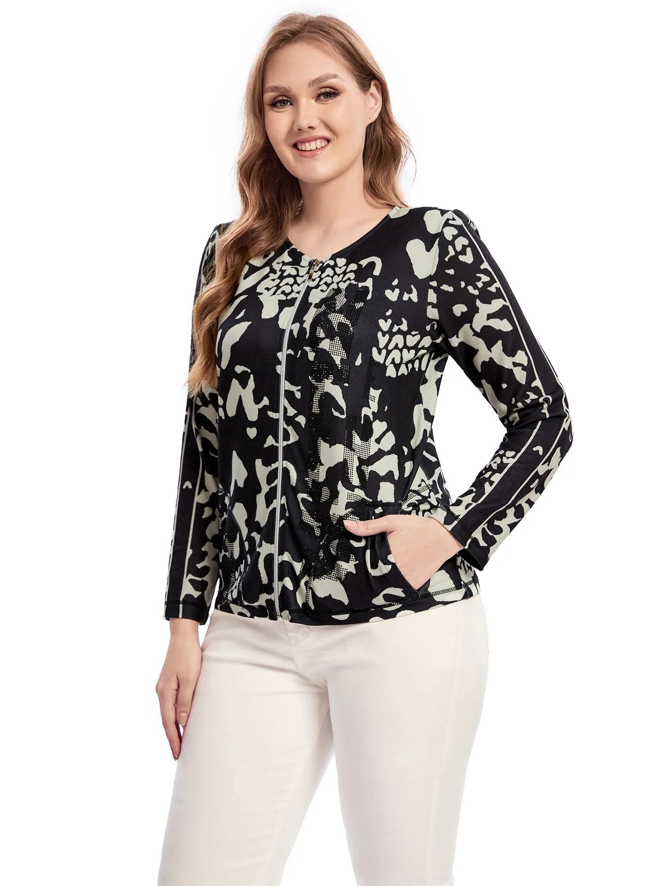 Women Plus Size Coat Spring Fashion Elegant Coat Suitable For Round Women C