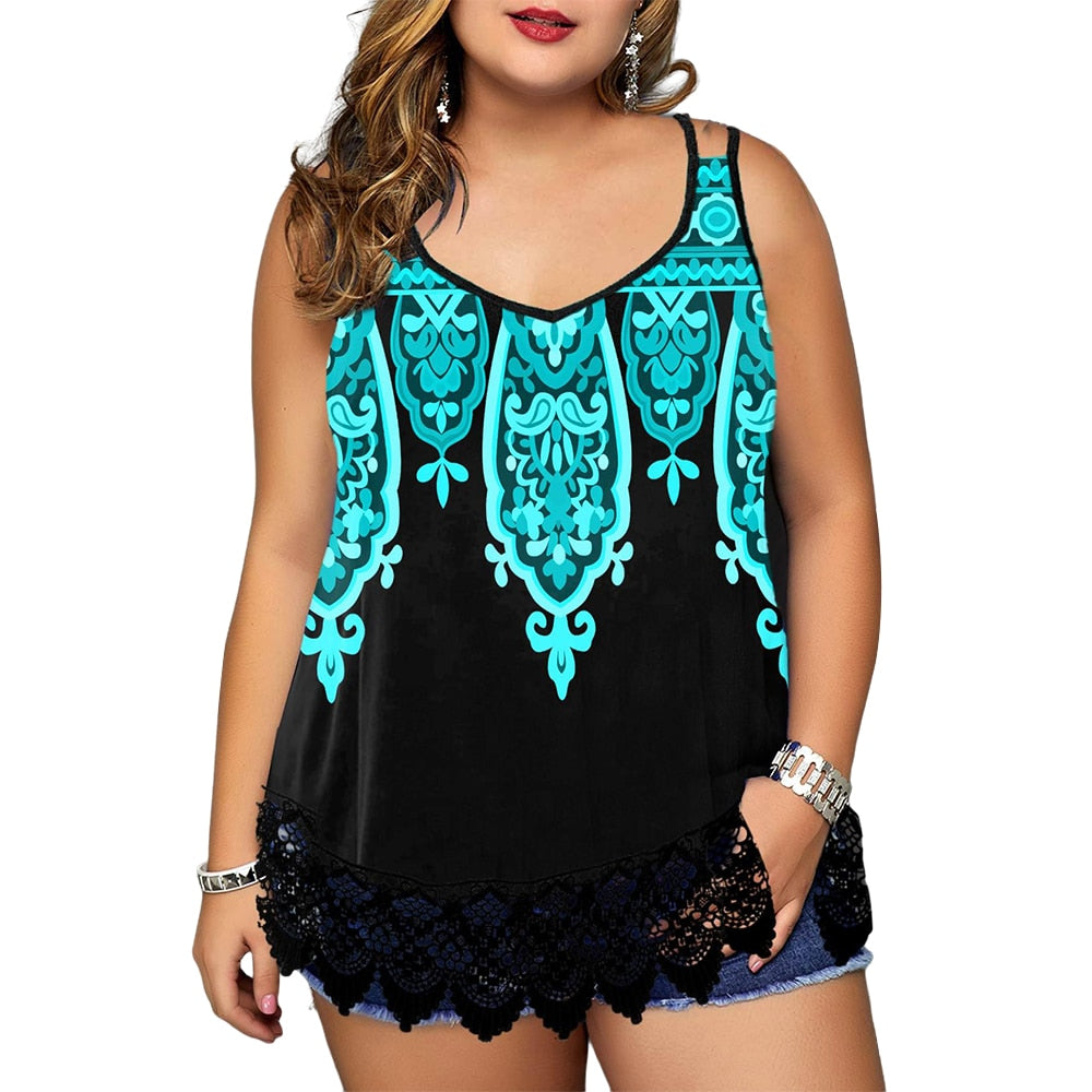 Sleeveless Plus Size Tops for Women'summer Clothes Large Size Tunic Tank Scoop