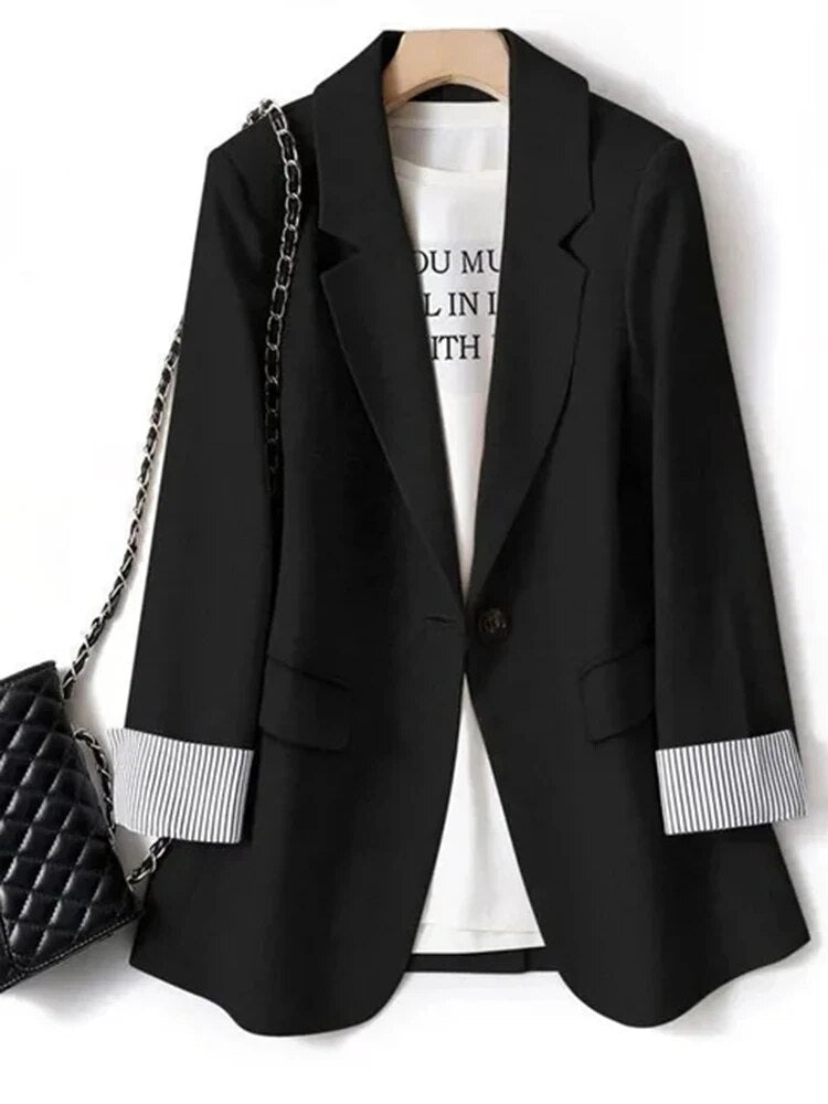 Women Jackets Casual Loose Blazer Long Sleeve Plus Size Autumn Winter  C