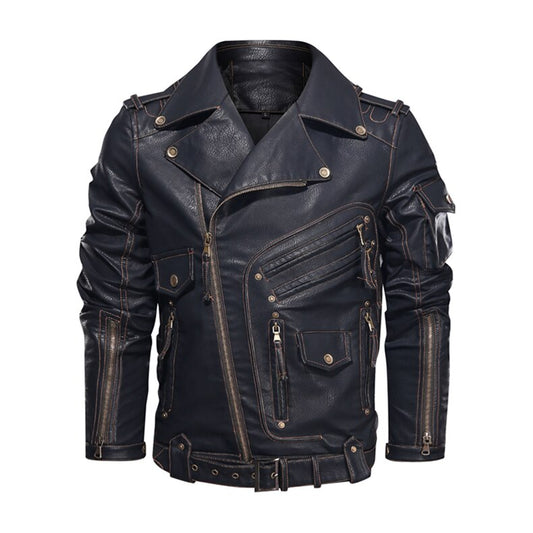 Winter Mens Leather Jacket Men Fashion Motorcycle PU Leather Jacket Cool Zipper