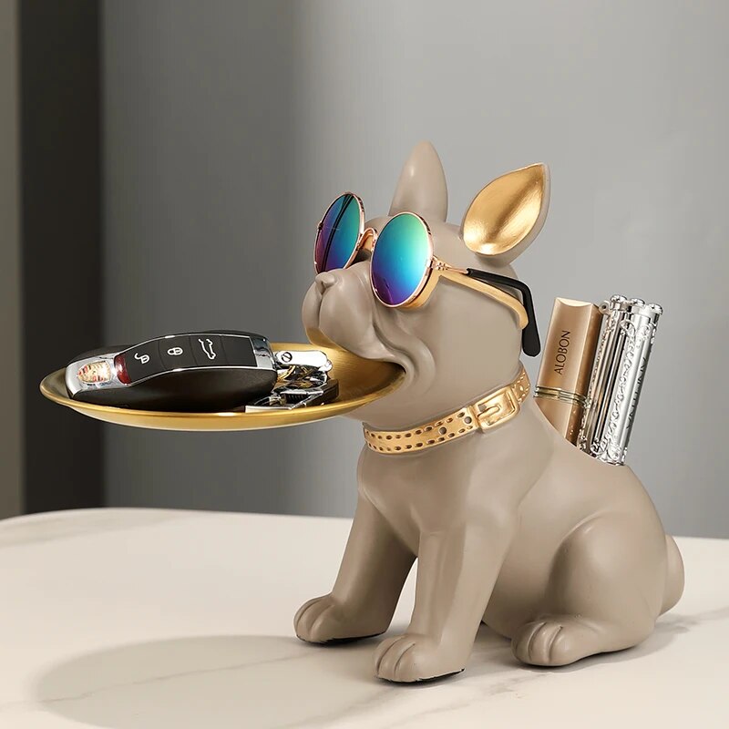 Fancy Bulldog Statue with Tray and Bin Living Room Desk Decoration Nordic Dog S image 9