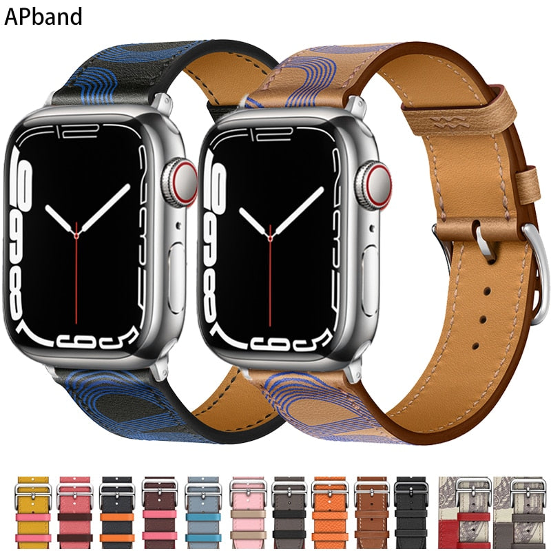 Leather strap For Apple watch band 44mm 45mm 49mm 41mm 40mm Accessorie wristban image 4