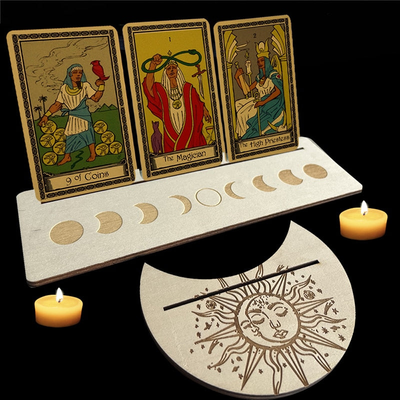 Wooden Stand for Tarot Moon Shape Rectangle Card a Set Altar Stand Wood Display image 10