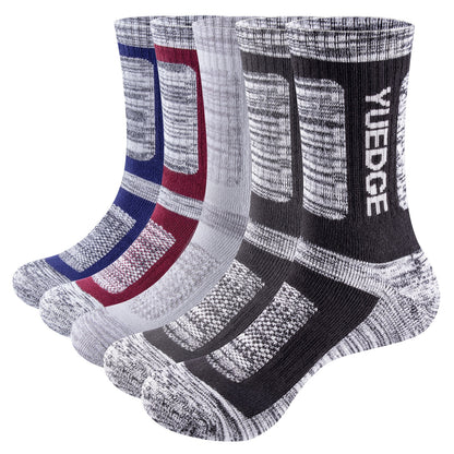 YUEDGE Men's Moisture Wicking Cushioned Thick Sports Athletic Crew Socks Mid Cal