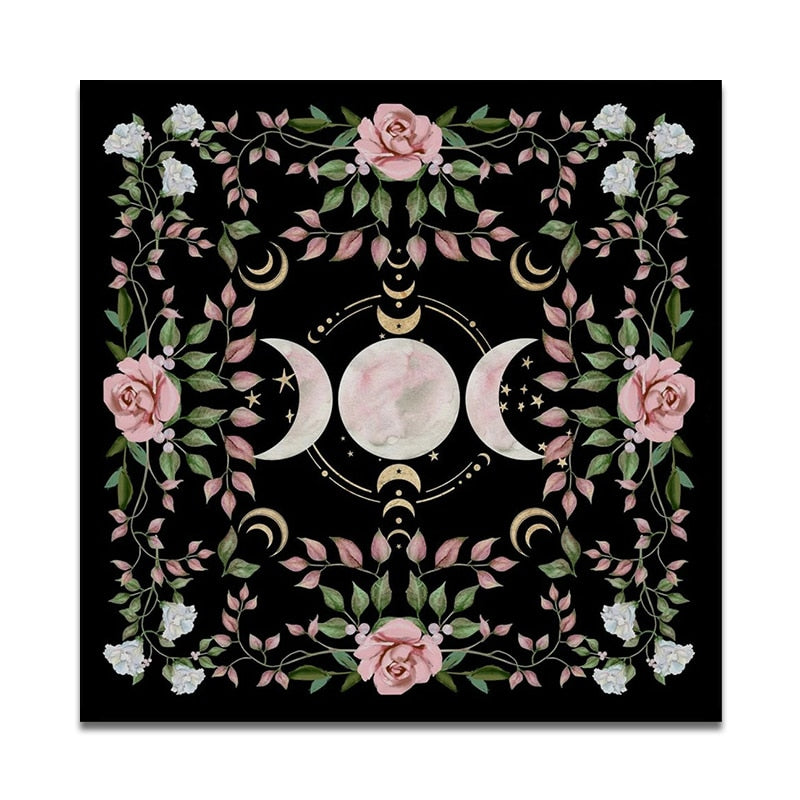 Triple Moon Altar Cloth Alter Cloth Tarot Tablecloth flower Wicca Tarot Mat Dec image 0