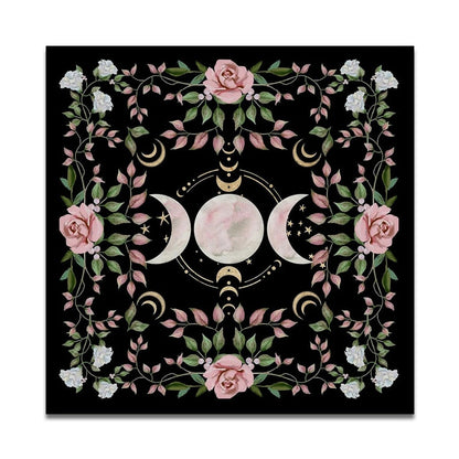 Triple Moon Altar Cloth Alter Cloth Tarot Tablecloth flower Wicca Tarot Mat Dec image 0