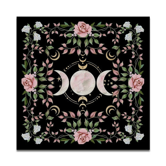 Triple Moon Altar Cloth Alter Cloth Tarot Tablecloth flower Wicca Tarot Mat Dec image 0